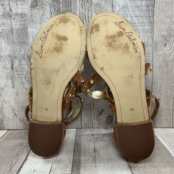 Sam Edelman Womens Daya Sandals Strappy Studded Gladiator Leather Brown Size 7.5 - Picture 12 of 13